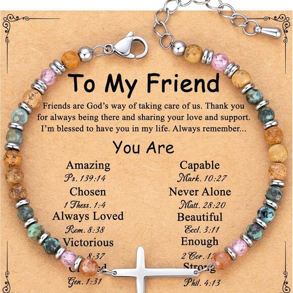Cross Bracelet Stainless Steel Women Gift Spiritual Friendship Jewelry - Picture 1 of 7